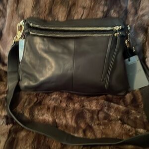 Margot black leather crossbody purse